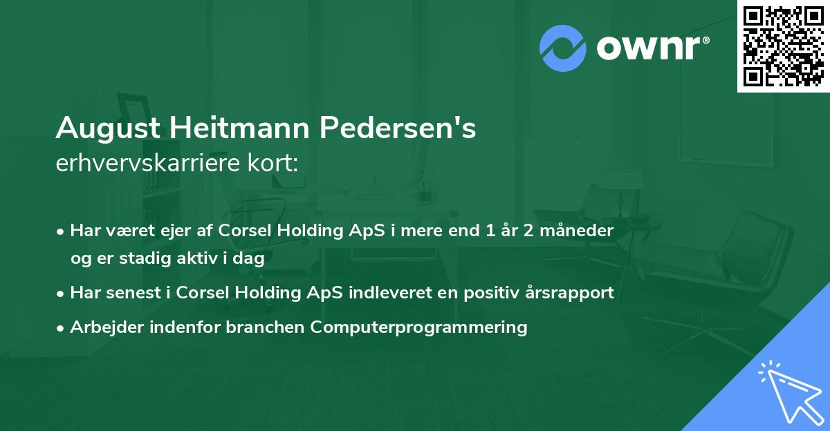 August Heitmann Pedersen's erhvervskarriere kort