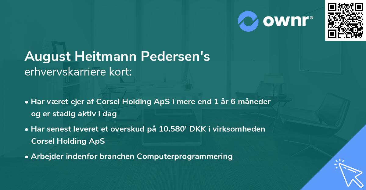 August Heitmann Pedersen's erhvervskarriere kort
