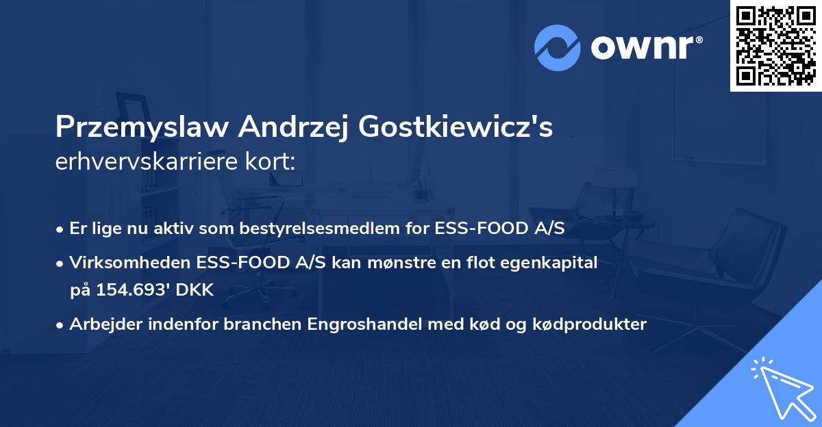 Przemyslaw Andrzej Gostkiewicz's erhvervskarriere kort