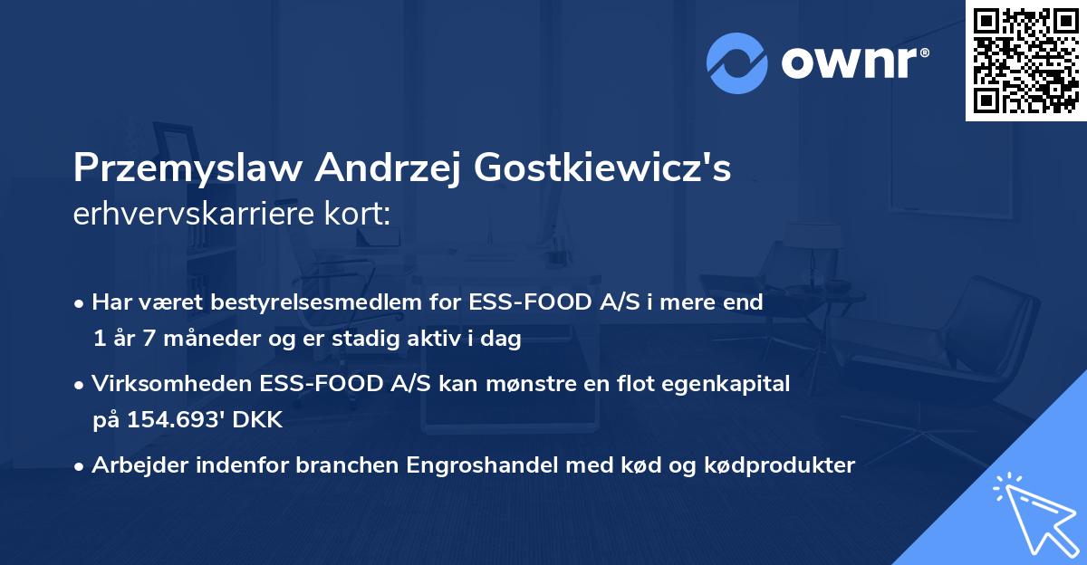 Przemyslaw Andrzej Gostkiewicz's erhvervskarriere kort