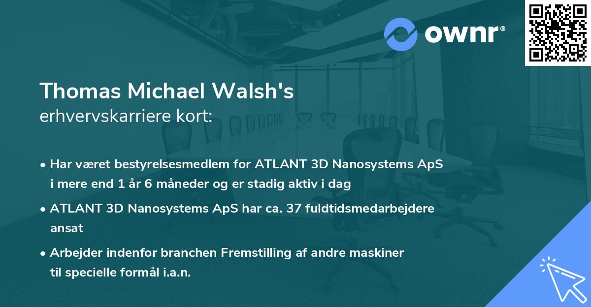 Thomas Michael Walsh's erhvervskarriere kort