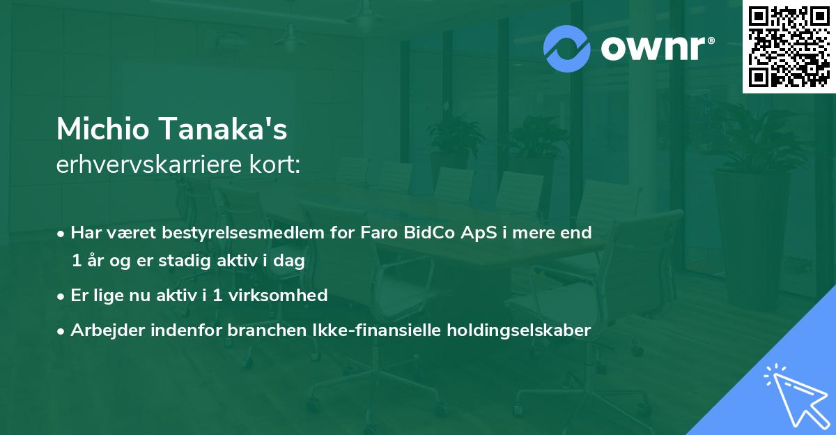 Michio Tanaka's erhvervskarriere kort