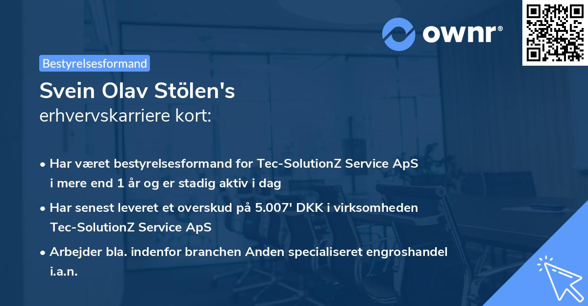 Svein Olav Stölen's erhvervskarriere kort
