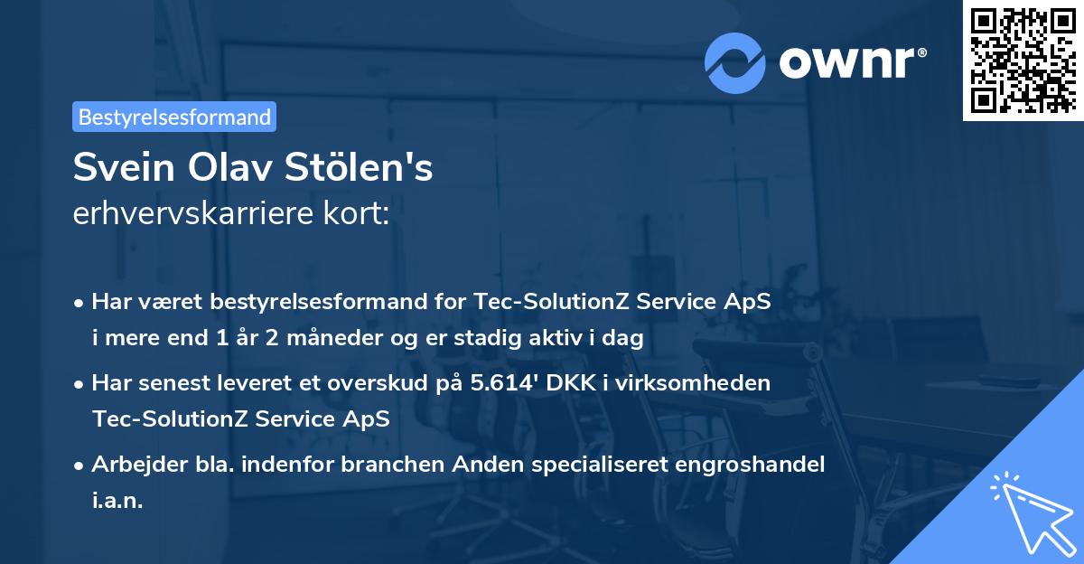 Svein Olav Stölen's erhvervskarriere kort