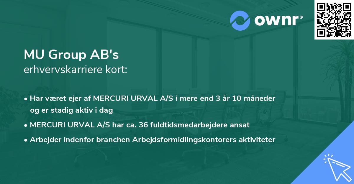 MU Group AB's erhvervskarriere kort