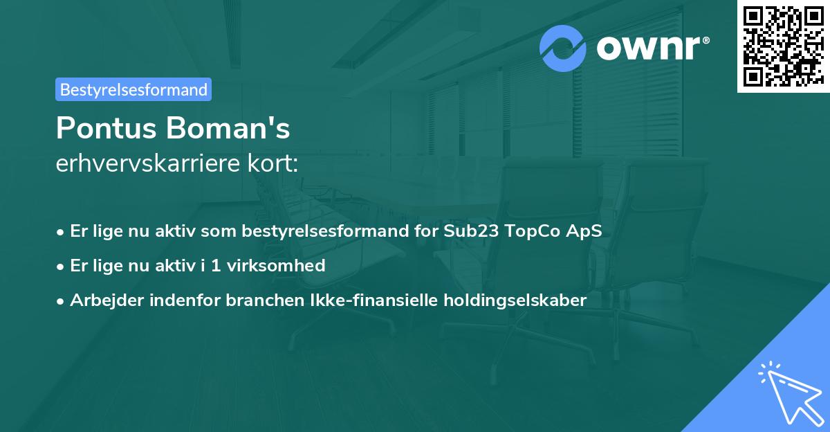 Pontus Boman's erhvervskarriere kort