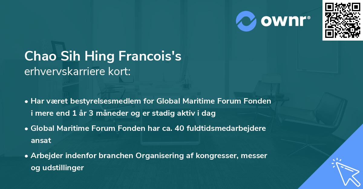 Chao Sih Hing Francois's erhvervskarriere kort