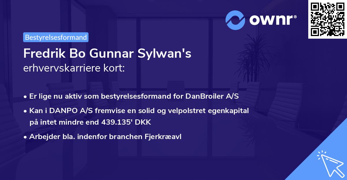 Fredrik Bo Gunnar Sylwan's erhvervskarriere kort