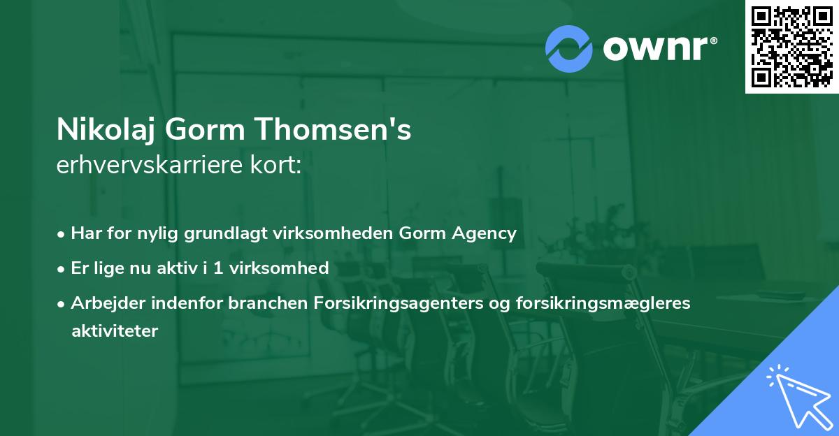 Nikolaj Gorm Thomsen's erhvervskarriere kort