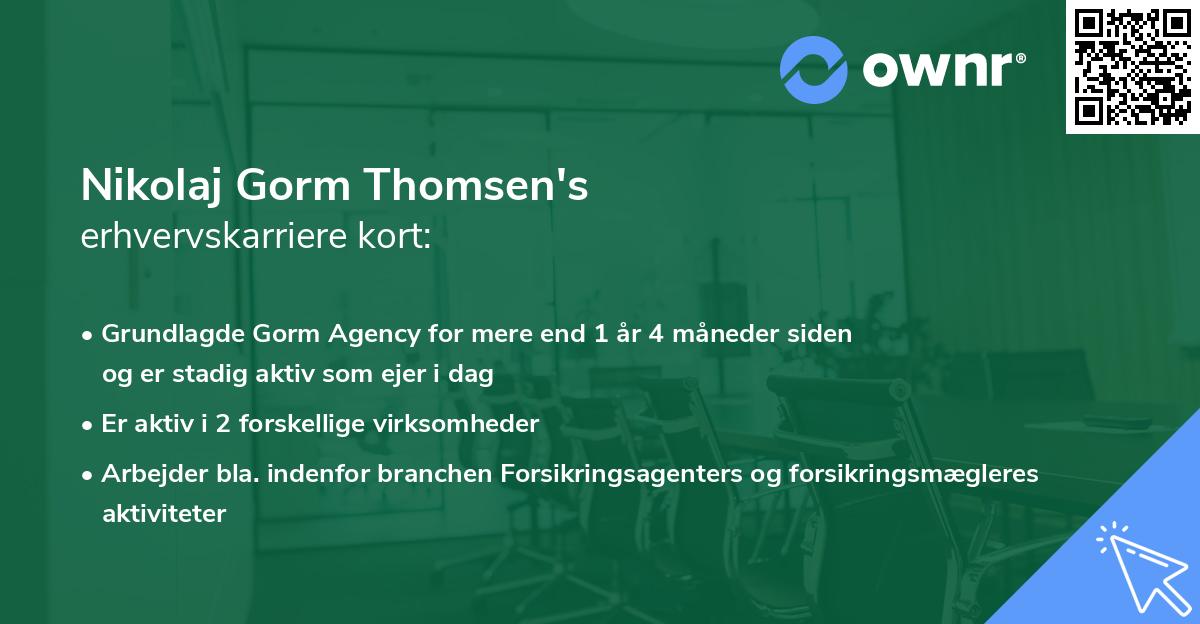 Nikolaj Gorm Thomsen's erhvervskarriere kort