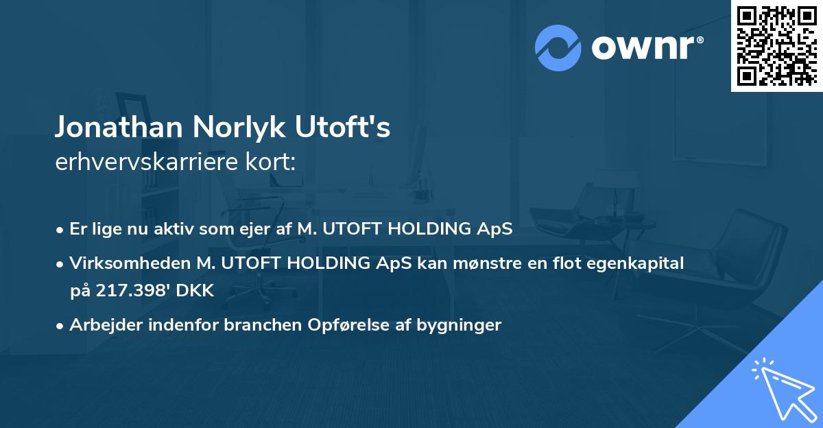 Jonathan Norlyk Utoft's erhvervskarriere kort
