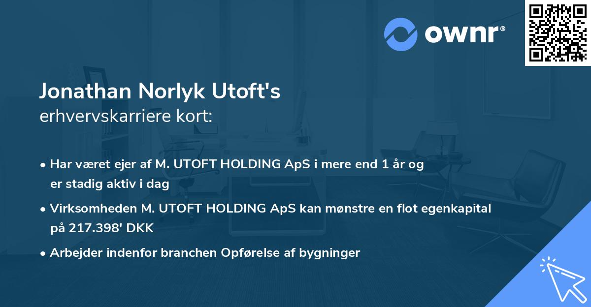 Jonathan Norlyk Utoft's erhvervskarriere kort