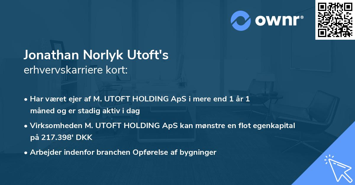 Jonathan Norlyk Utoft's erhvervskarriere kort