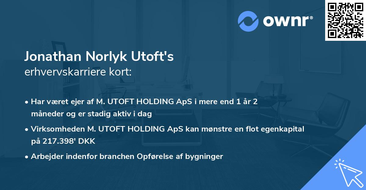 Jonathan Norlyk Utoft's erhvervskarriere kort