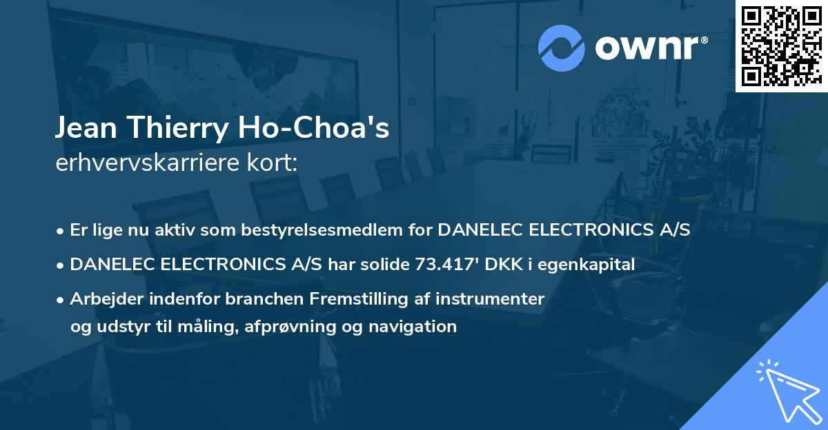 Jean Thierry Ho-Choa's erhvervskarriere kort