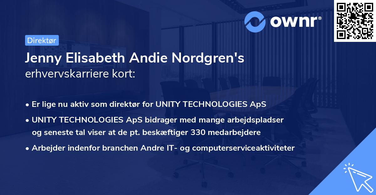 Jenny Elisabeth Andie Nordgren's erhvervskarriere kort