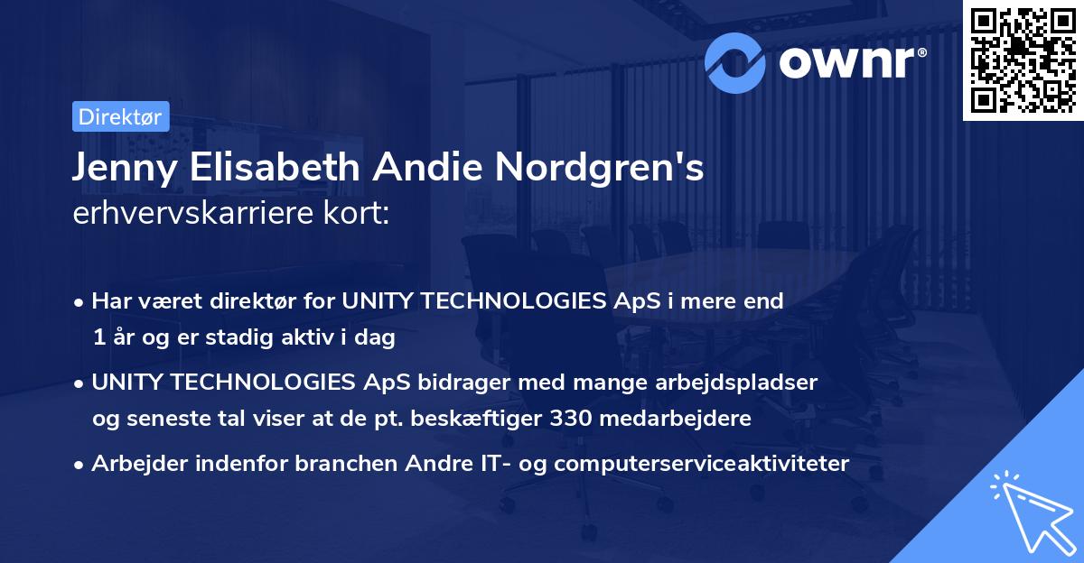 Jenny Elisabeth Andie Nordgren's erhvervskarriere kort