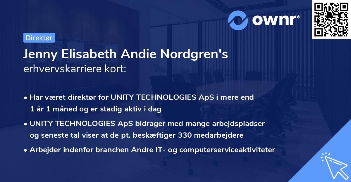 Jenny Elisabeth Andie Nordgren's erhvervskarriere kort