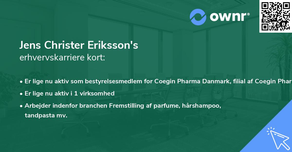 Jens Christer Eriksson's erhvervskarriere kort