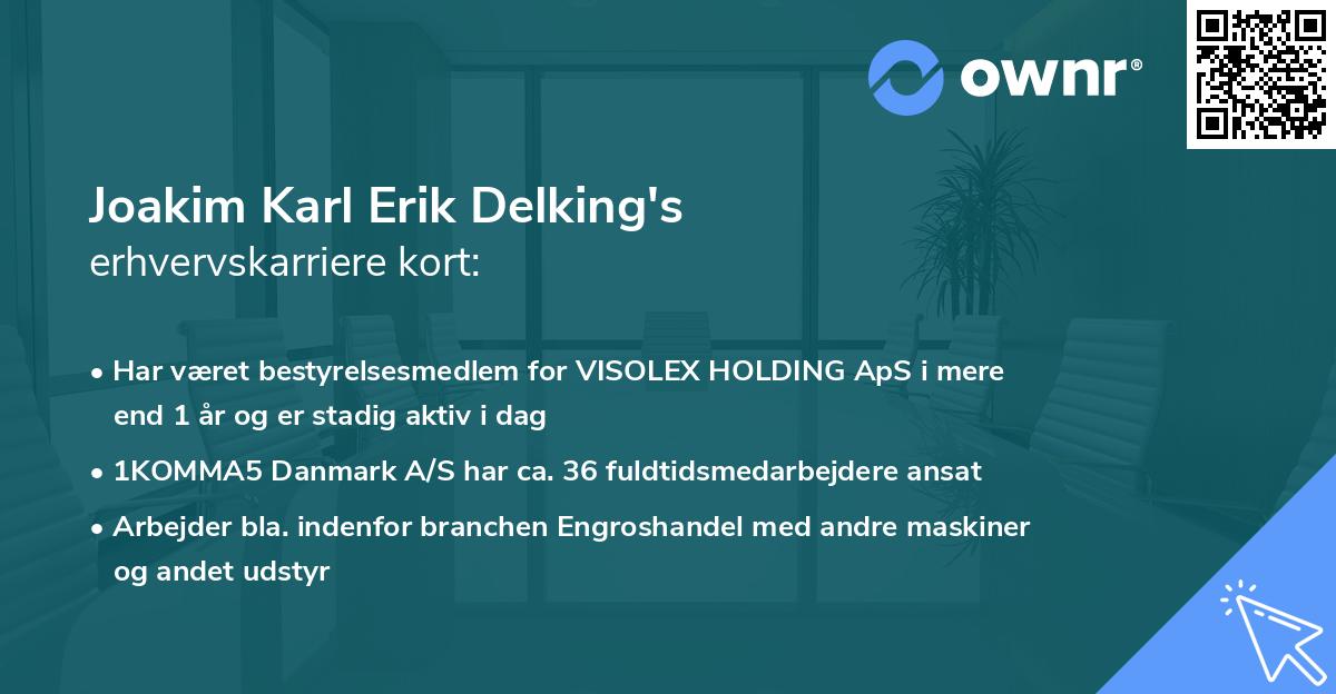Joakim Karl Erik Delking's erhvervskarriere kort