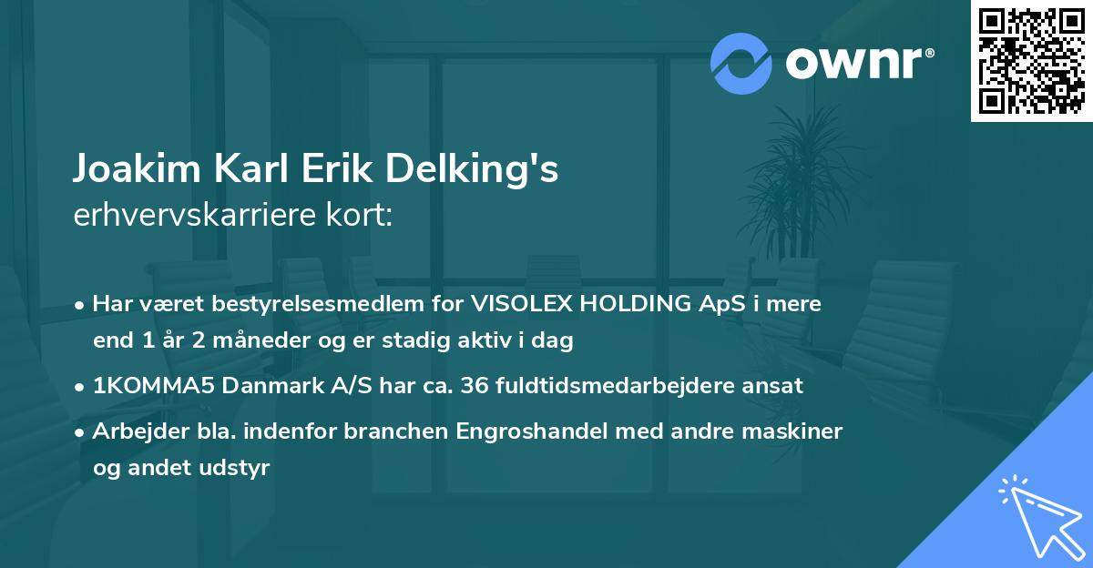 Joakim Karl Erik Delking's erhvervskarriere kort