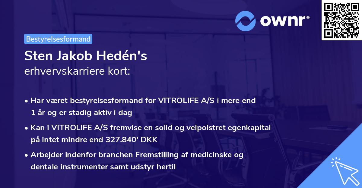 Sten Jakob Hedén's erhvervskarriere kort