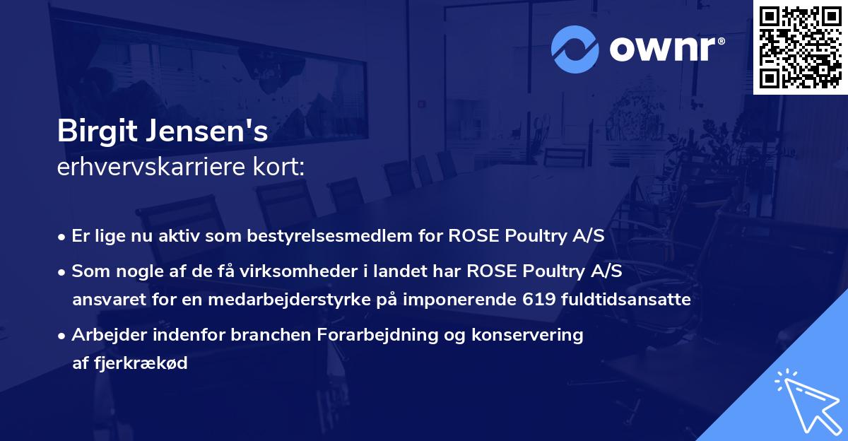 Birgit Jensen's erhvervskarriere kort