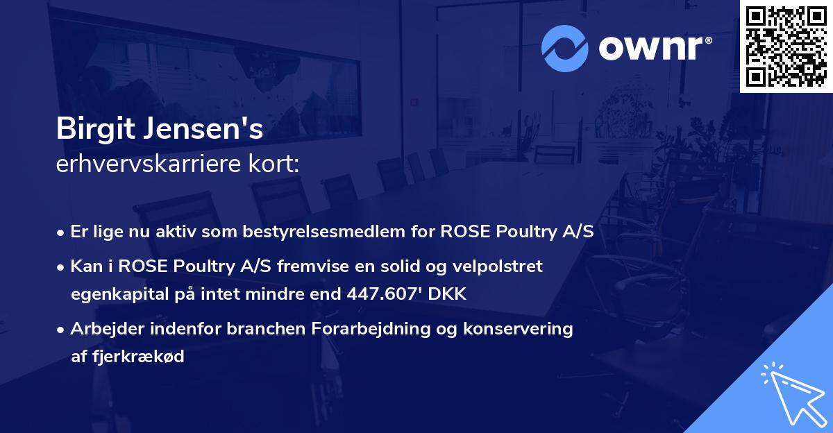 Birgit Jensen's erhvervskarriere kort