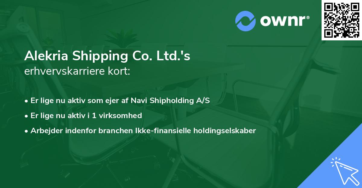 Alekria Shipping Co. Ltd.'s erhvervskarriere kort