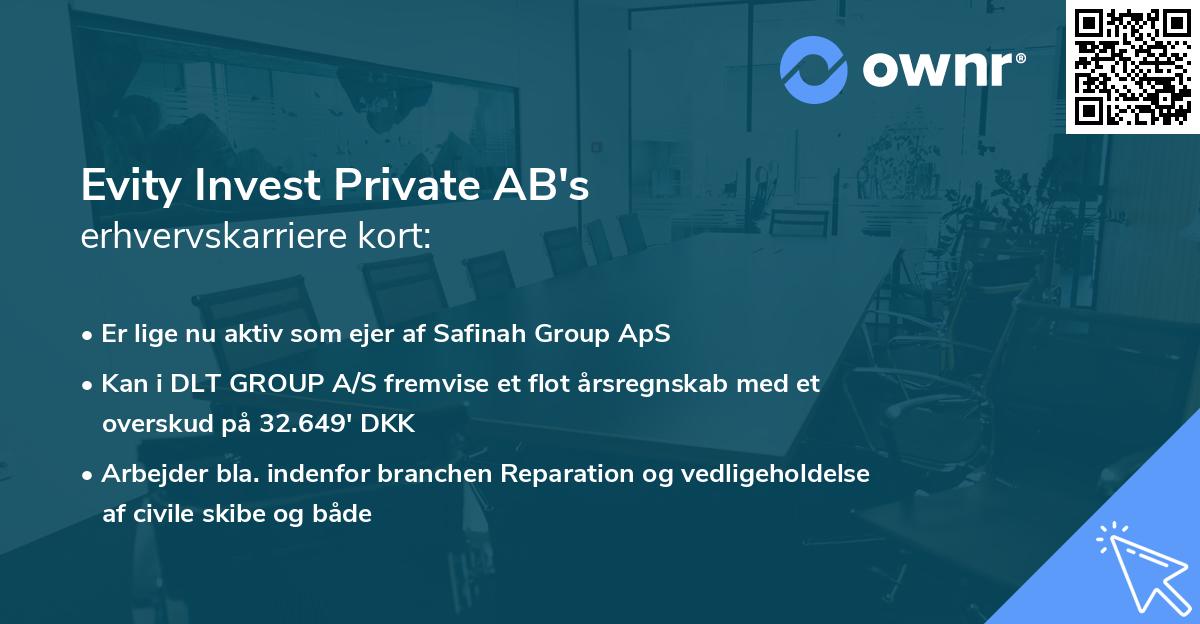 Evity Invest Private AB's erhvervskarriere kort