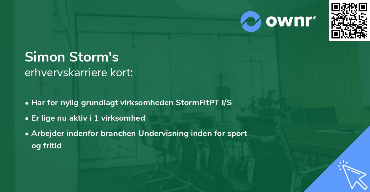 Simon Storm's erhvervskarriere kort