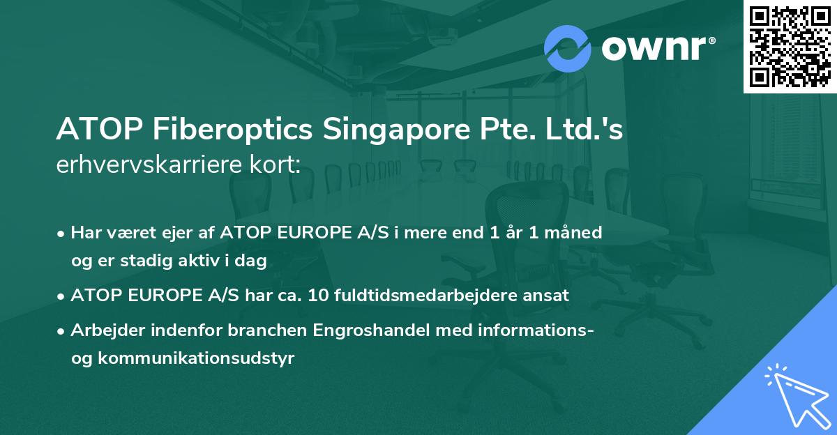 ATOP Fiberoptics Singapore Pte. Ltd.'s erhvervskarriere kort