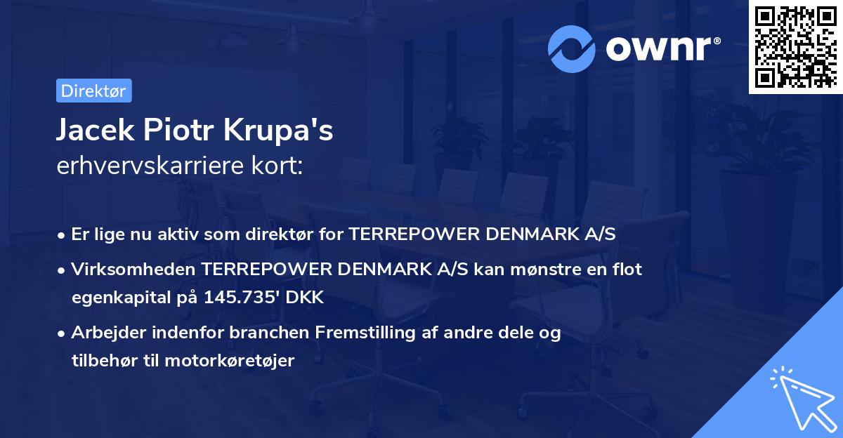 Jacek Piotr Krupa's erhvervskarriere kort