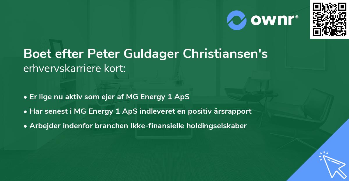 Boet efter Peter Guldager Christiansen's erhvervskarriere kort