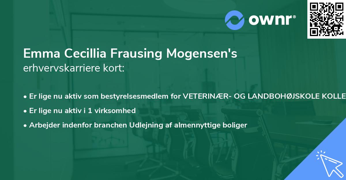 Emma Cecillia Frausing Mogensen's erhvervskarriere kort