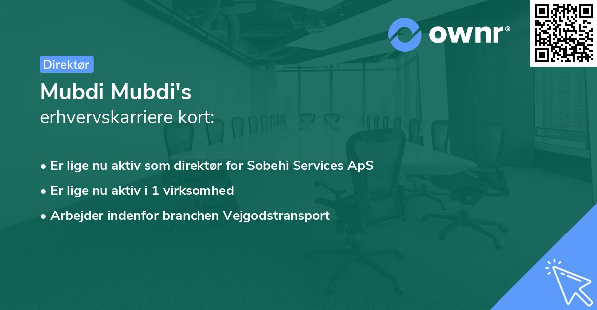 Mubdi Mubdi's erhvervskarriere kort