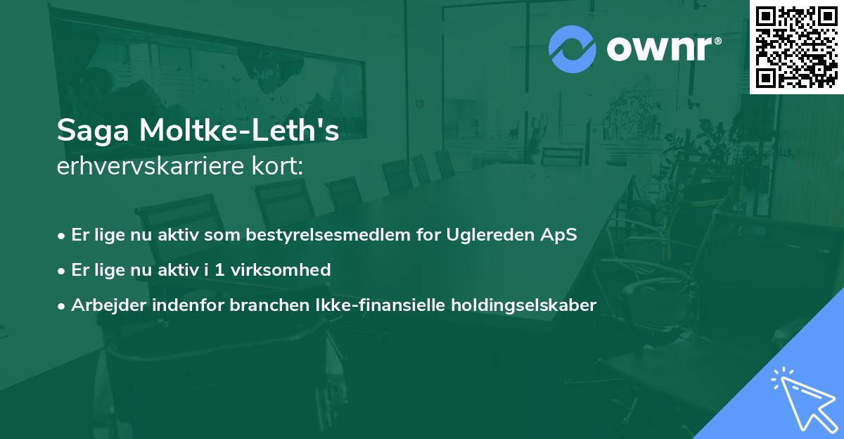 Saga Moltke-Leth's erhvervskarriere kort