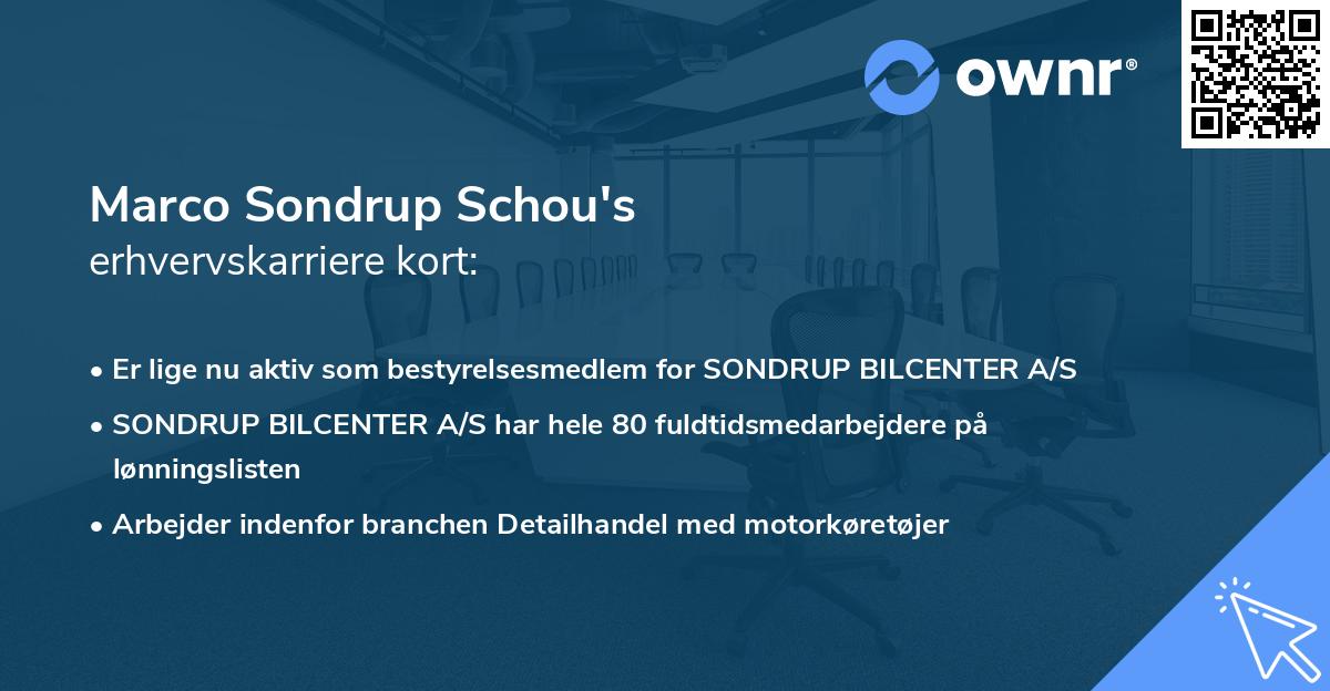 Marco Sondrup Schou's erhvervskarriere kort