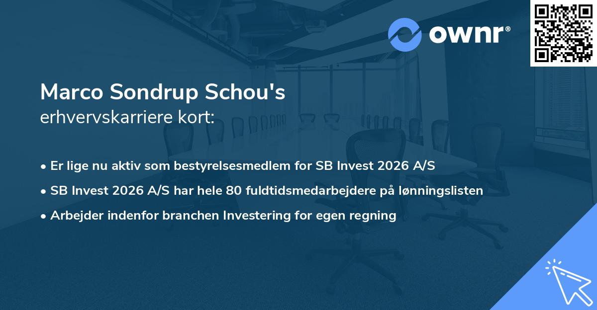 Marco Sondrup Schou's erhvervskarriere kort