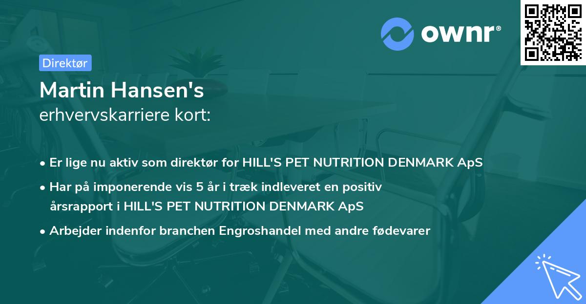 Martin Hansen's erhvervskarriere kort