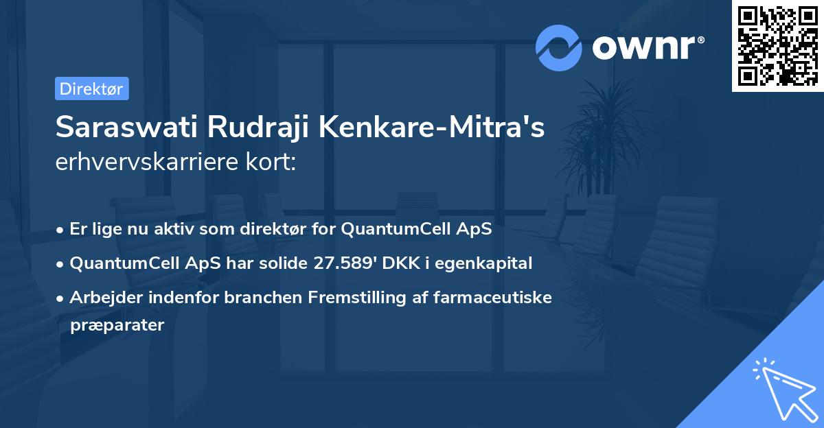 Saraswati Rudraji Kenkare-Mitra's erhvervskarriere kort