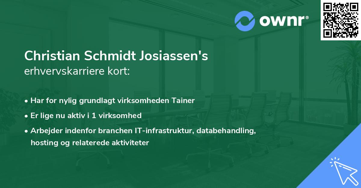 Christian Schmidt Josiassen's erhvervskarriere kort