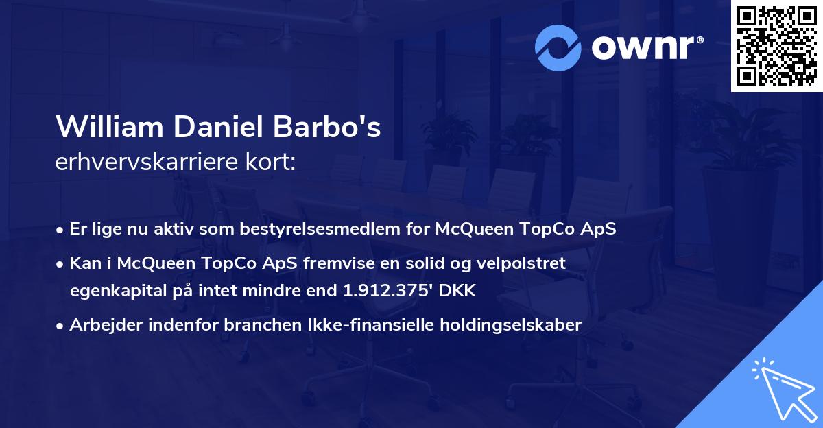 William Daniel Barbo's erhvervskarriere kort