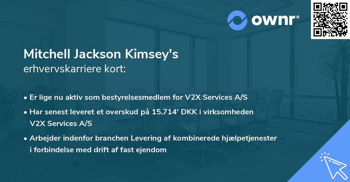 Mitchell Jackson Kimsey's erhvervskarriere kort