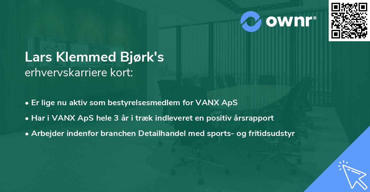 Lars Klemmed Bjørk's erhvervskarriere kort