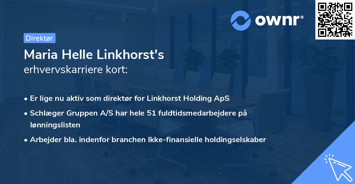 Maria Helle Linkhorst's erhvervskarriere kort