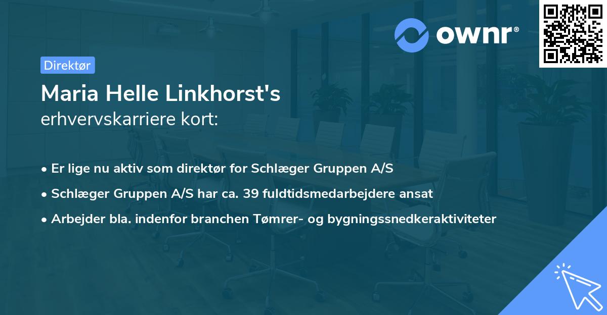 Maria Helle Linkhorst's erhvervskarriere kort
