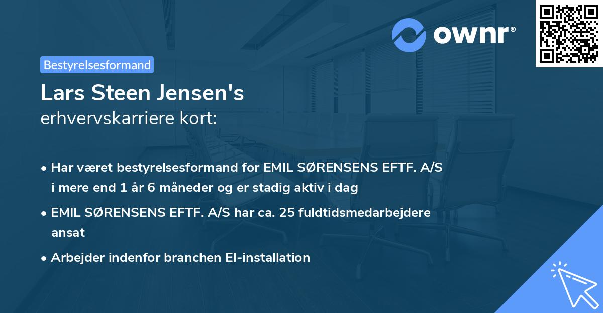 Lars Steen Jensen's erhvervskarriere kort