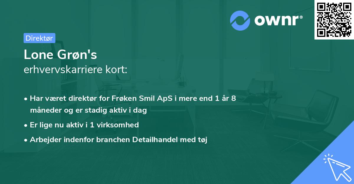 Lone Grøn's erhvervskarriere kort