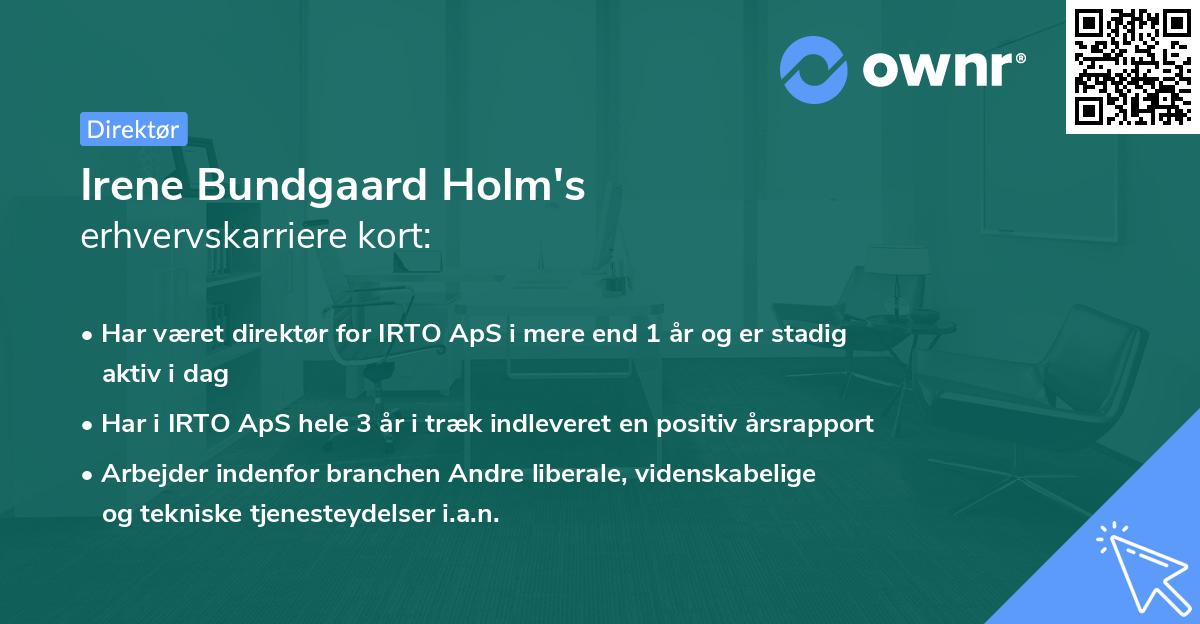 Irene Bundgaard Holm's erhvervskarriere kort